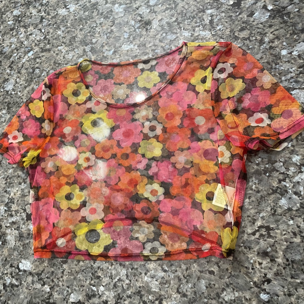 Floral mesh top